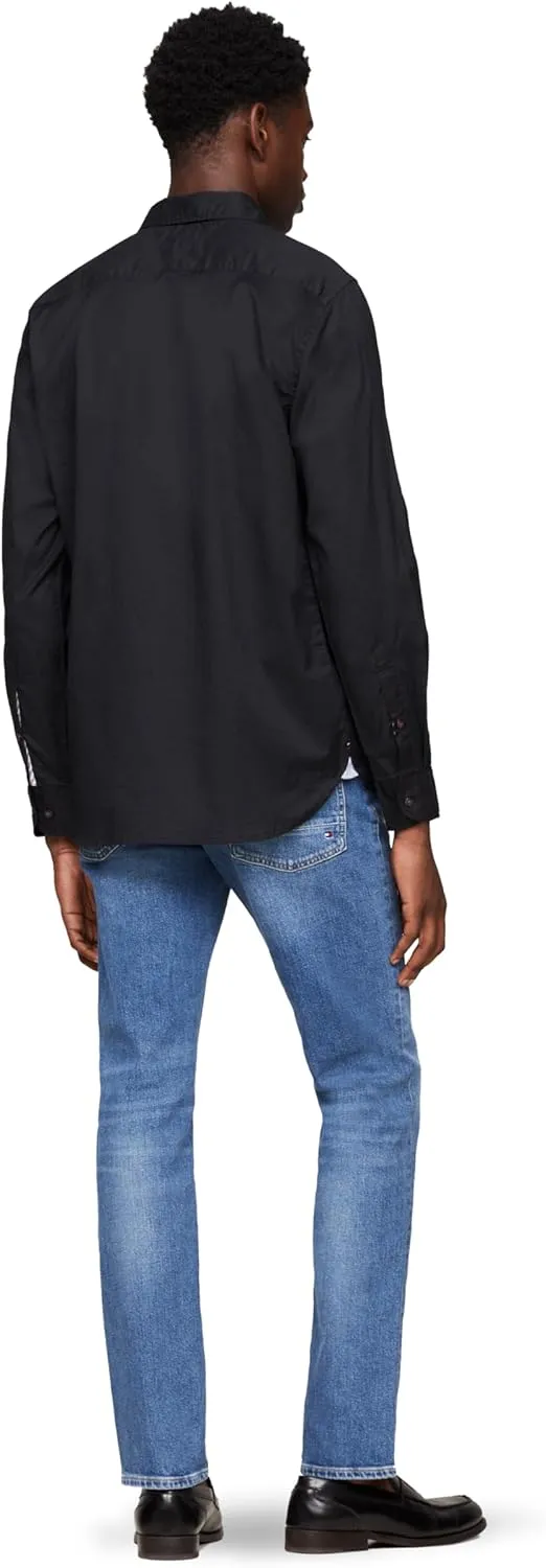 Tommy Hilfiger Long Sleeve Poplin Regular Fit, Men's Button Down Shirts, Also Available in Big and Tall