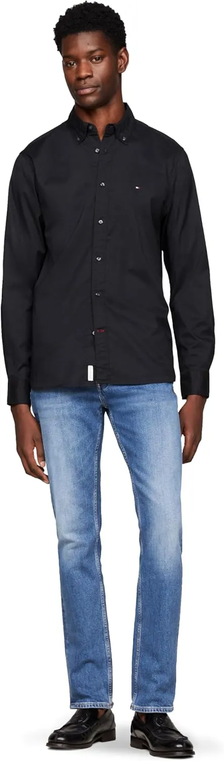 Tommy Hilfiger Long Sleeve Poplin Regular Fit, Men's Button Down Shirts, Also Available in Big and Tall