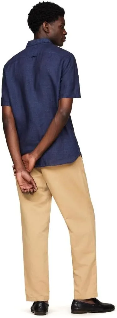 Tommy Hilfiger Men's Short Sleeve Casual Linen Button Down Shirts in Regular Fit