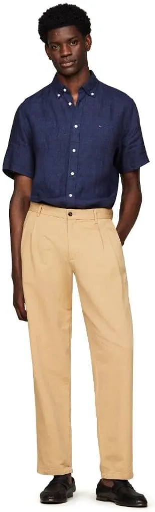 Tommy Hilfiger Men's Short Sleeve Casual Linen Button Down Shirts in Regular Fit