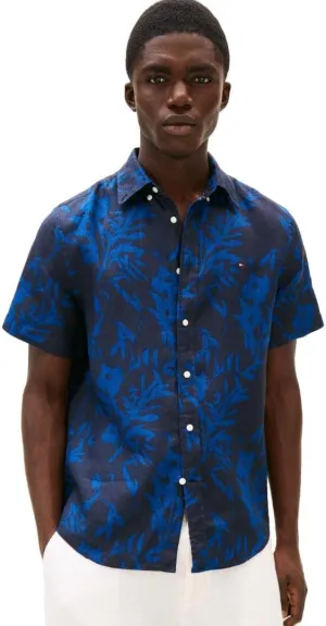 Tommy Hilfiger Men's Short Sleeve Casual Linen Button Down Shirts in Regular Fit