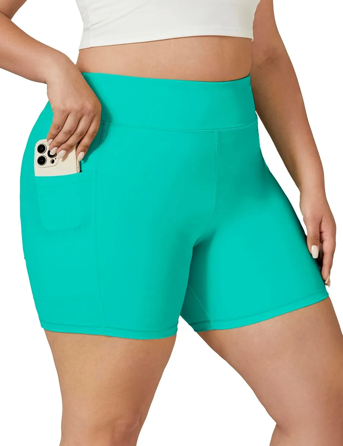 Tournesol Women's Plus Size Swim Shorts High Waisted Swimsuit Bottoms Tankini Boy Shorts Bathing Suit with Pocket 6 inch