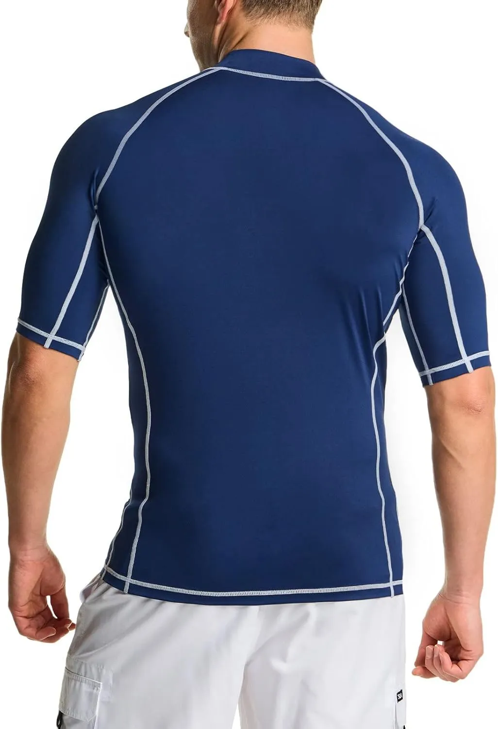 TSLA Men's Rash Guard Swim Shirts, UPF 50  Quick Dry Mid/Short Sleeve Swimming Shirt, UV/SPF Water Surf Shirts