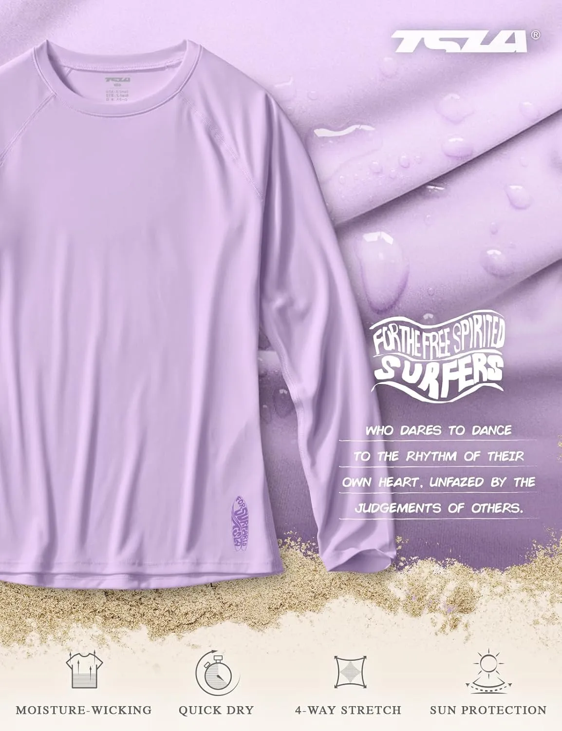 TSLA Women's Long Sleeve Rash Guard Swim Shirts, UPF 50  UV Protection Regular-Fit Quick Dry Water Shirts