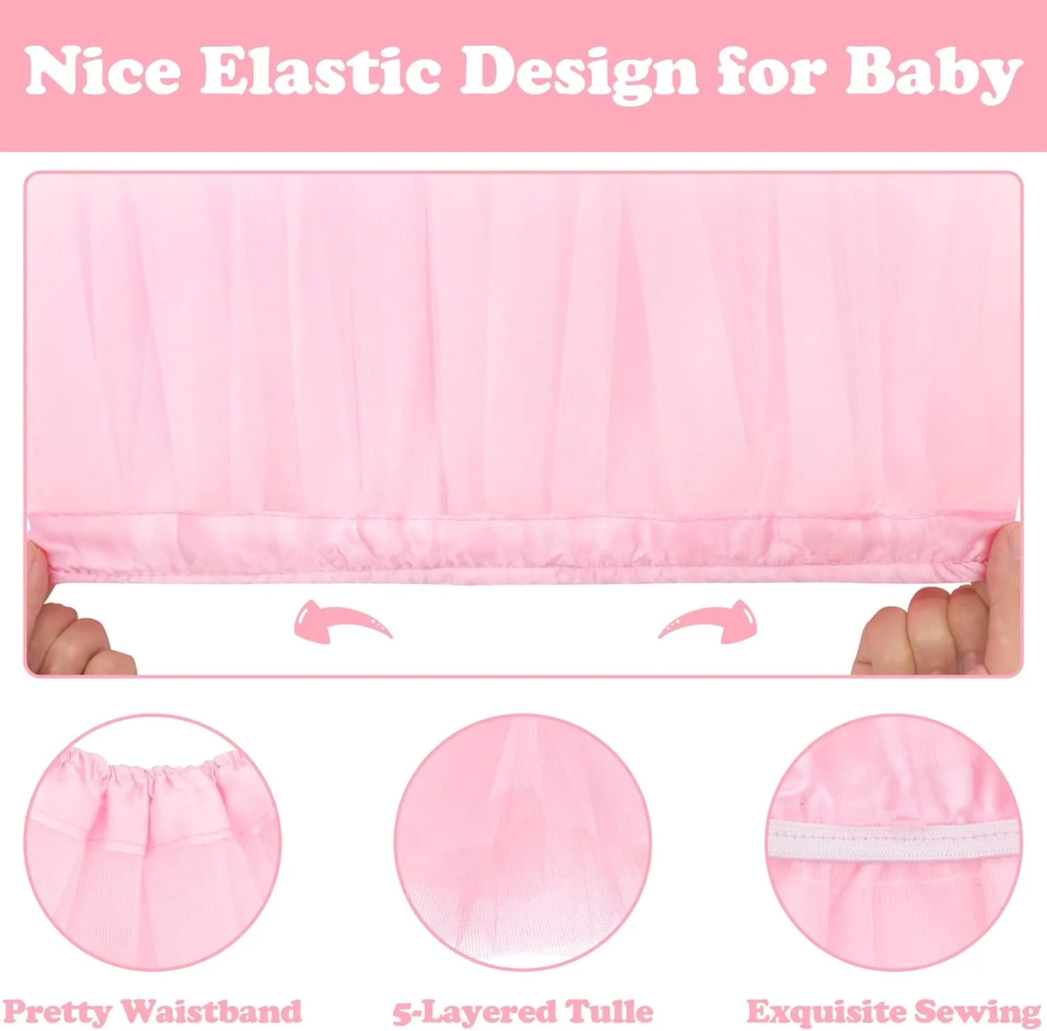 Tutus for Girls - 5 Layers Tulle Skirt for Toddlers, Babies, and Kids - Fluffy Ballet Tutu for Halloween and Infants
