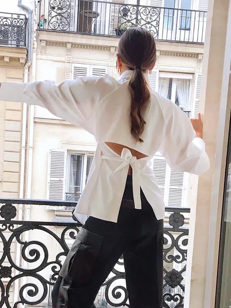 Up Sexy Autumn Collar White Turn-down Long Lace Elegant Sleeve T-shirt