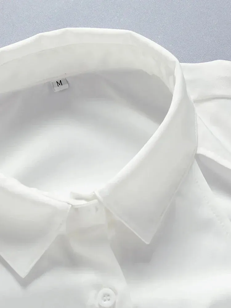 Up Sexy Autumn Collar White Turn-down Long Lace Elegant Sleeve T-shirt