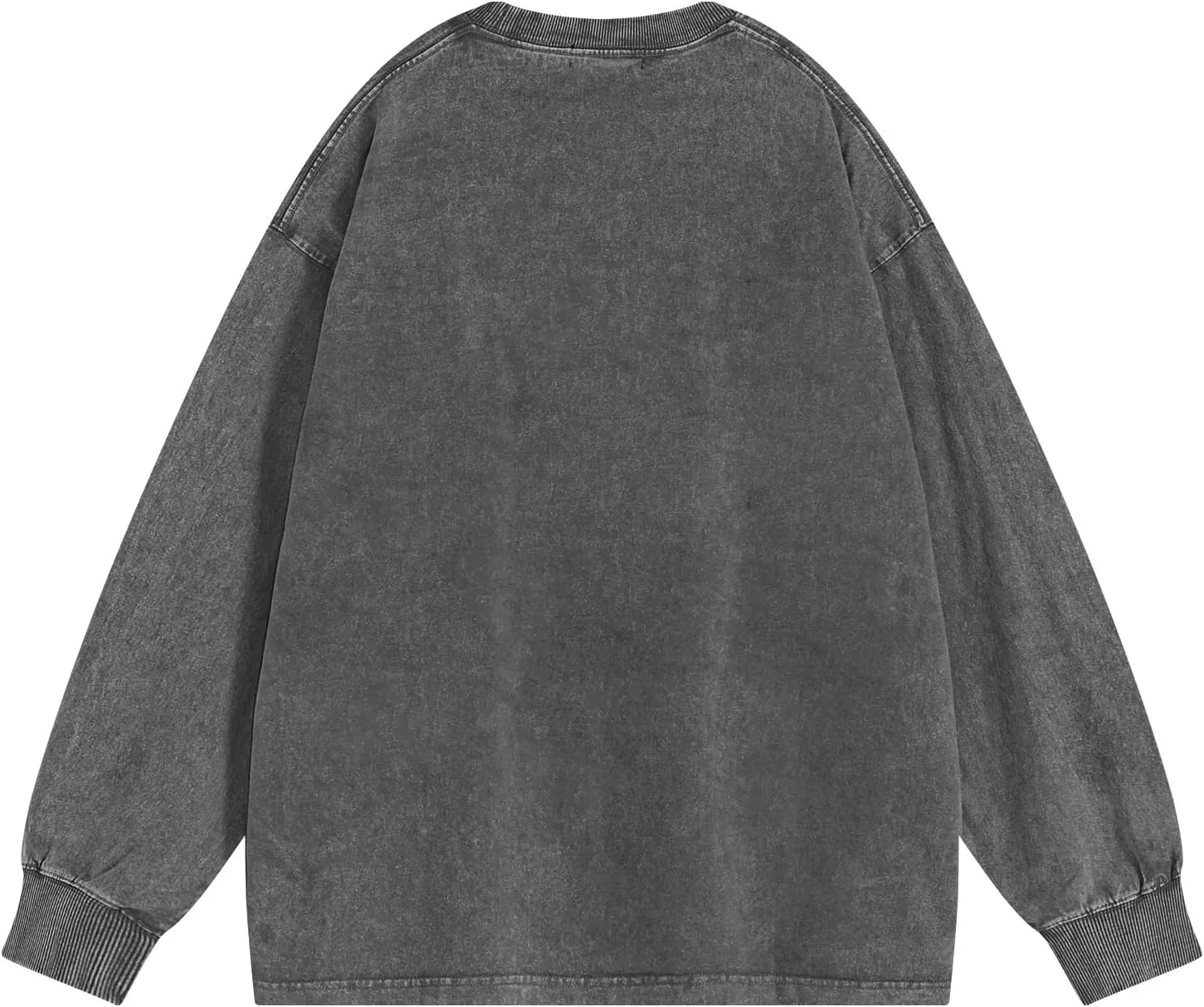 Vamtac Long Sleeve Shirts For Men Oversized Crewneck Sweatshirt Casual Acid Wash Tshirt Cotton T-Shirts Unisex Pullover Top
