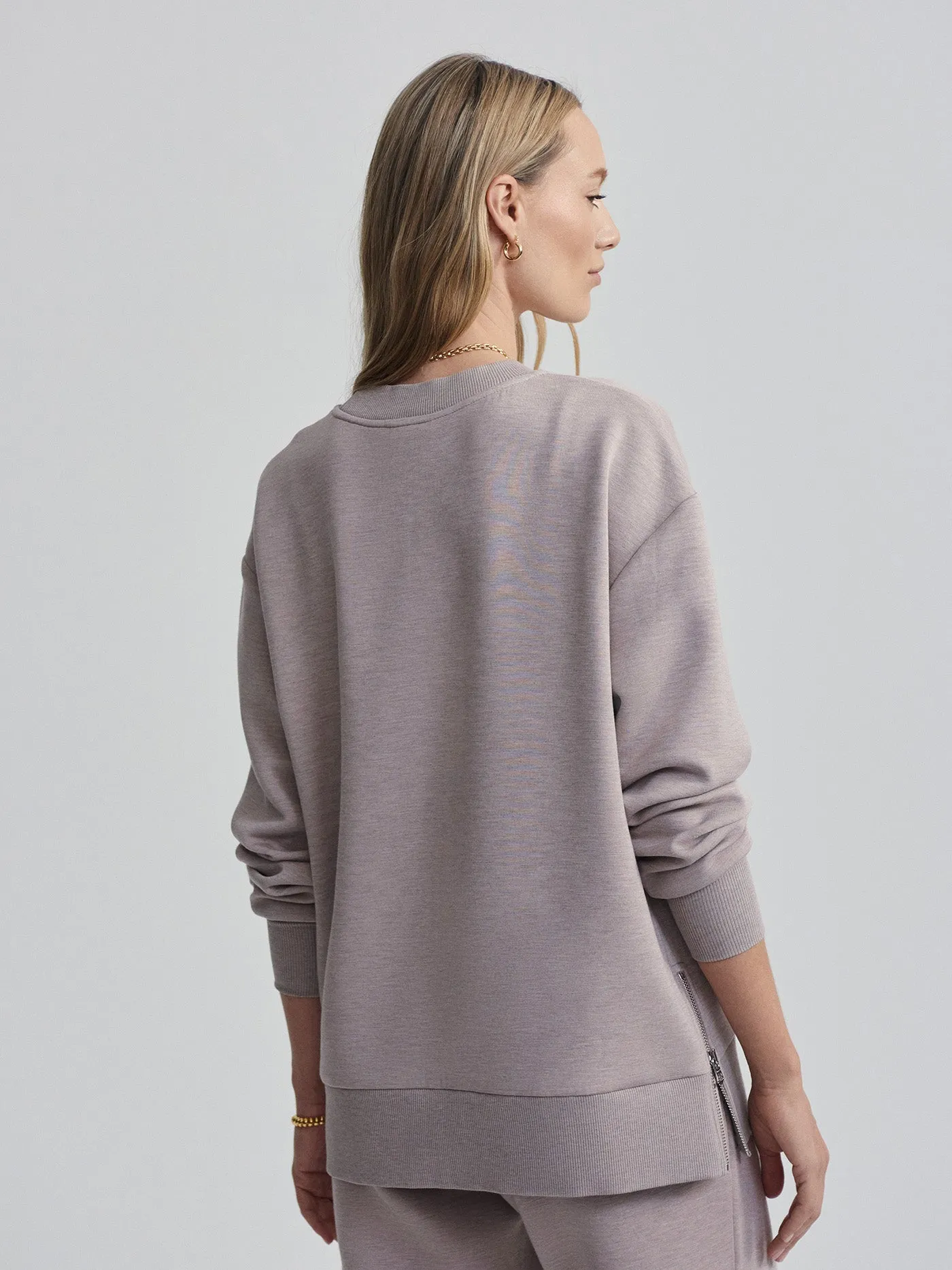 Varley Gabriella Sweat in Taupe Marl
