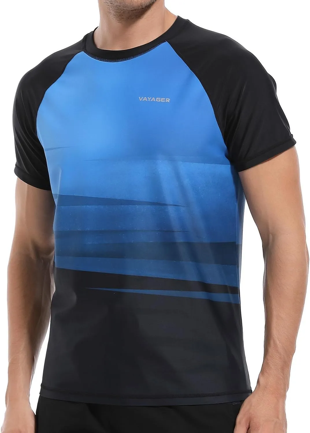 VAYAGER Men's Swim Shirts Rash Guard UPF 50  T Shirts Quick Dry Loose Fit Water Surfing Shirt