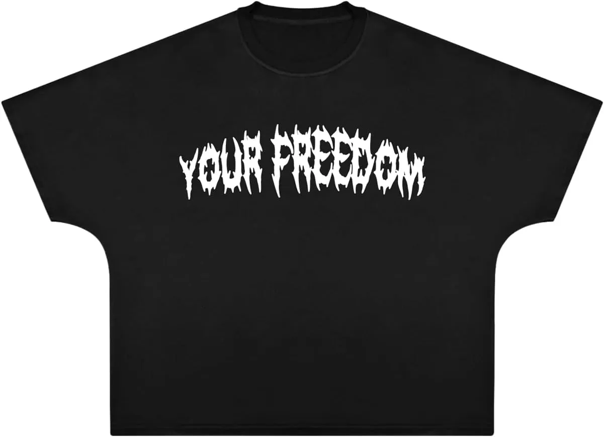 Verdusa Men's Oversized Graphic Tees Letter Print Short Sleeve Loose Fit Summer Tops
