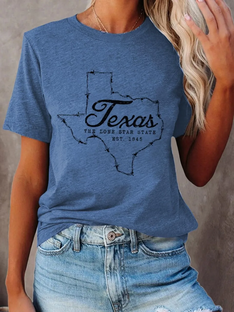 Vintage Texas T Shirt 1845 Womens Summer Funny Casual Map Graphic Tees Short Sleeve Tops