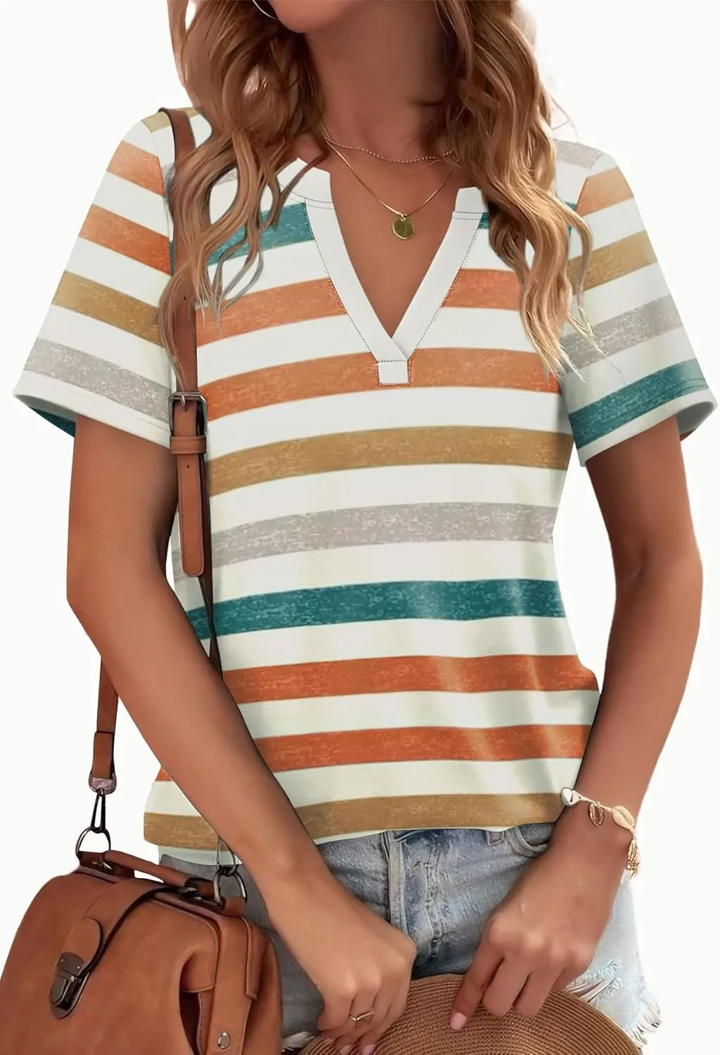 WEESO Womens Tops Summer Short Sleeve V Neck Blouses Business Casual Loose Fit Tshirts Trendy Fashion Outfits
