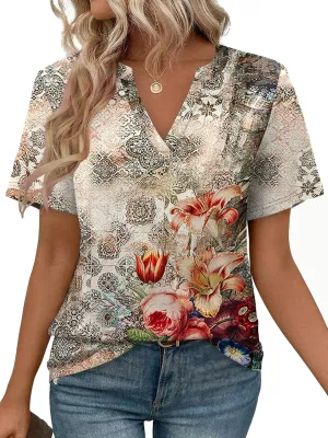WEESO Womens Tops Summer Short Sleeve V Neck Blouses Business Casual Loose Fit Tshirts Trendy Fashion Outfits