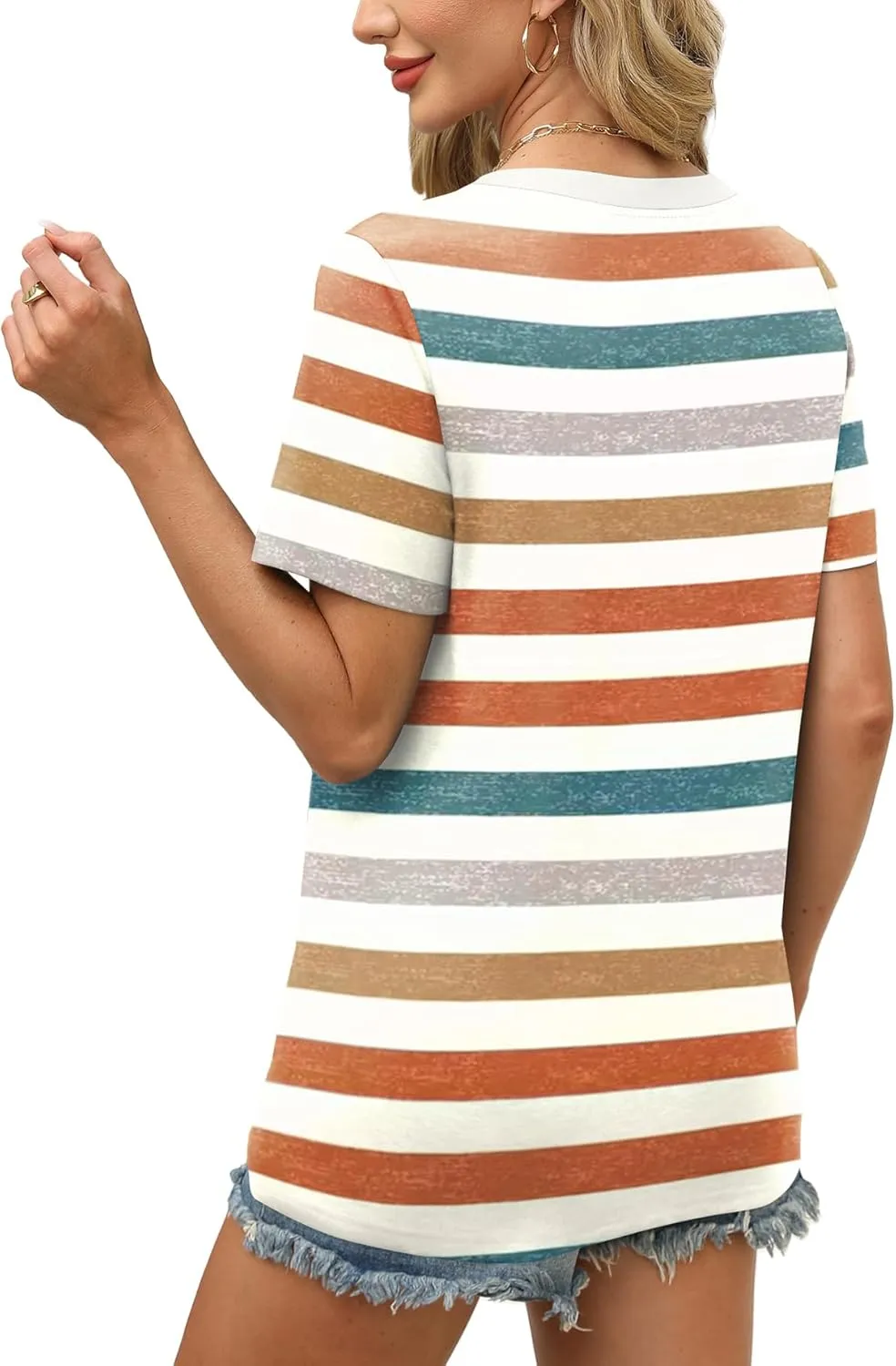 WEESO Womens Tops Summer Short Sleeve V Neck Blouses Business Casual Loose Fit Tshirts Trendy Fashion Outfits