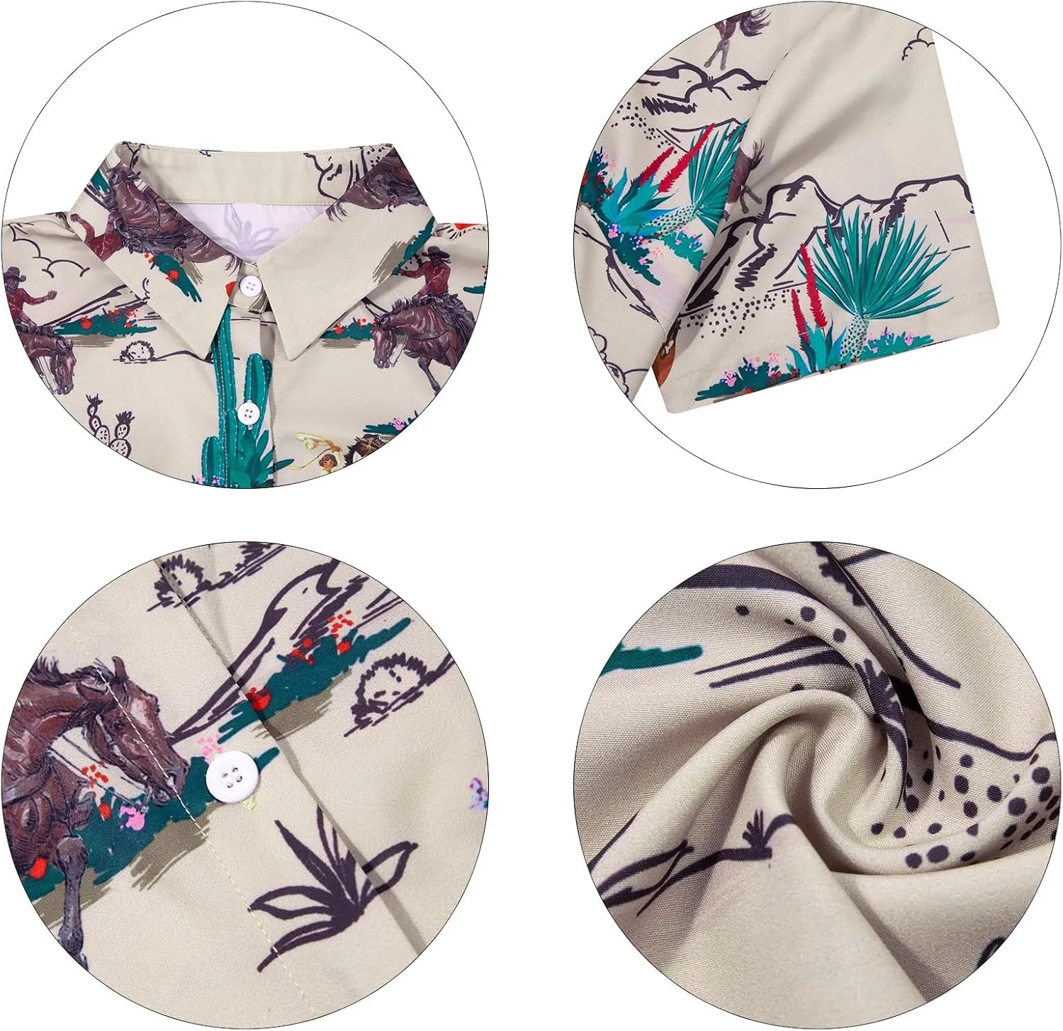 Western Shirts for Women Retro Cowgirl Shirt Rodeo Button Up Tshirt Hawaiian Summer Vacation Short Sleeve Top Blouses
