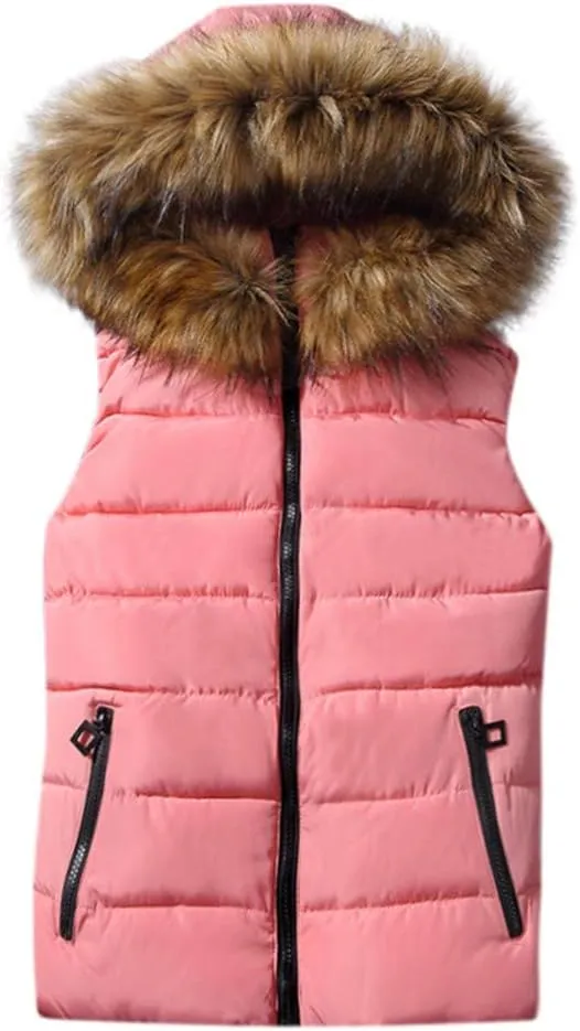 Winter Thicken Puffer Coat Women Short Outerwear Cotton-Padded Jackets Pocket Faux Hooded Vest Coats Colorful T Shirt Women