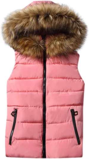Winter Thicken Puffer Coat Women Short Outerwear Cotton-Padded Jackets Pocket Faux Hooded Vest Coats Colorful T Shirt Women