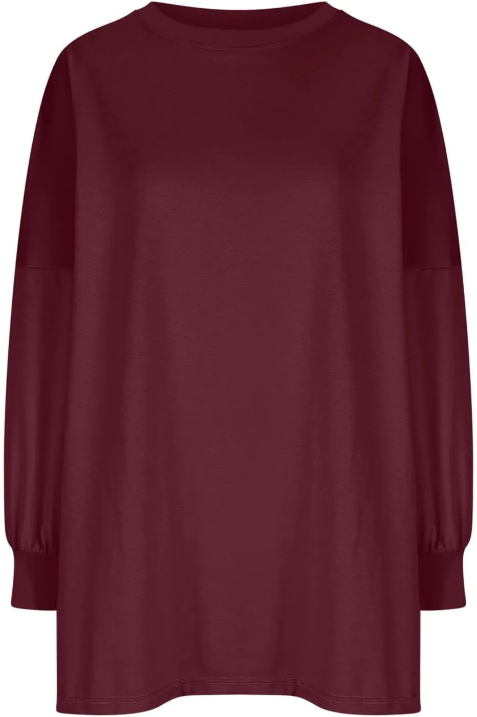 Wkishenl Oversized Long Sweatshirts for Women 2024 Casual Fall Shoulder Tops Loose Long Sleeve Crewneck Pullover Solid Dressy