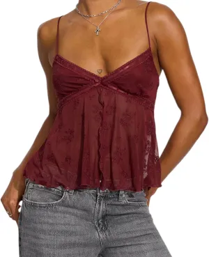 Women Floral Lace Camisole Y2k Sexy Cropped Lace Cami Tops Summer Spaghetti Strap V Neck See Through Tank Tops