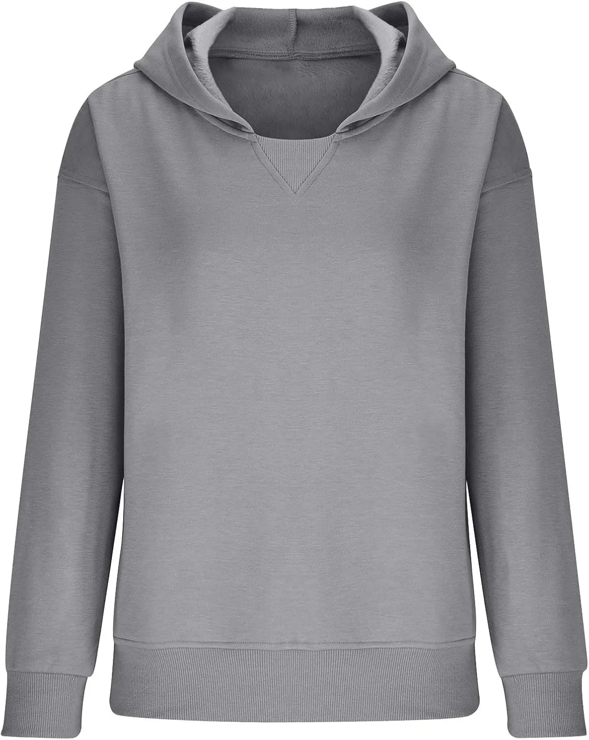 Women Hoodies Casual Long Sleeve Sweatshirt Solid Color Loose Pullover Tops 2023 Plus Size Fall Blouses Shirts