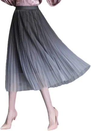 Women Long Midi Skirt Tulle Skirts Women Boho Big Swing Skirt Gradient Mesh Beach Skirt Women Dance Skirt