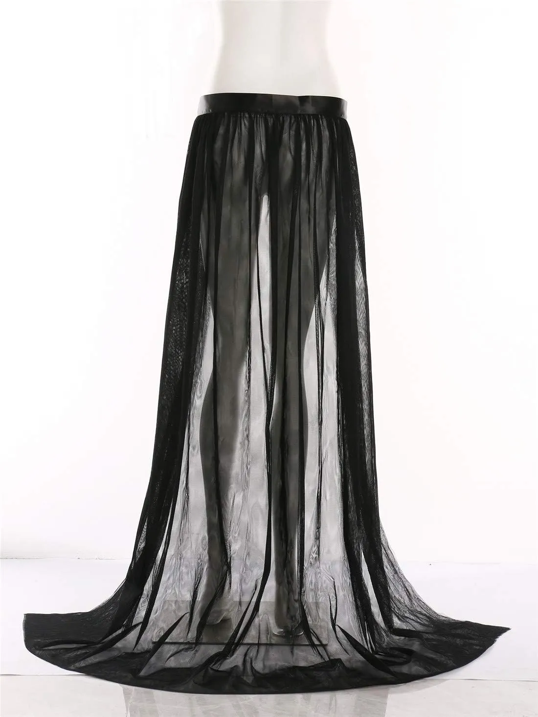 Women Long Tulle Tutu Skirts for Party Wedding Ladies Cocktail Prom Cosplay Bandage Mesh Maxi Sexy Dress