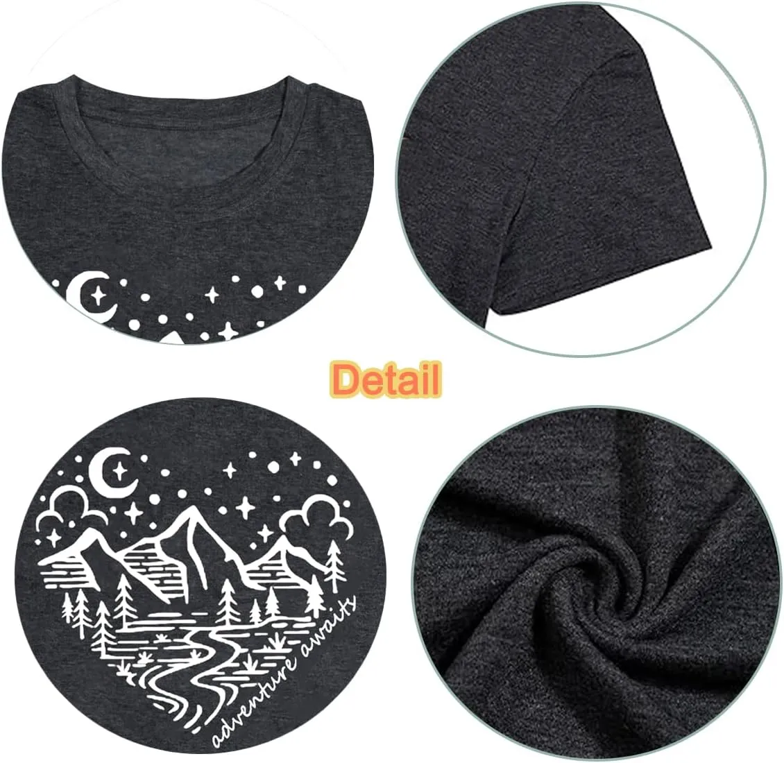Women Mountain Shirts and So The Adventure Begins Tshirt Sunshine Moon Nature Pine Graphic Tees Heart Let's Go Find It Top