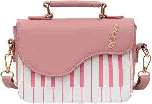 Women Piano Pattern Music Note Top Handle Satchel Mini Size Crossbody Tote Bag Purse