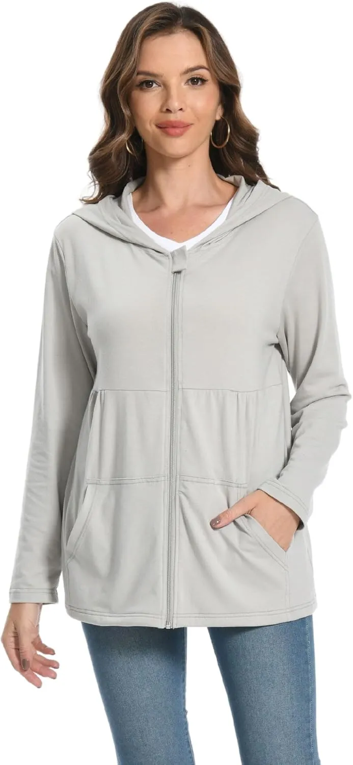Women Post Mastectomy Shirts with Drain Pockets Nephrostomy Bag Breast Rotator Cuff Recovery Long Sleeve Zip Up Shirts