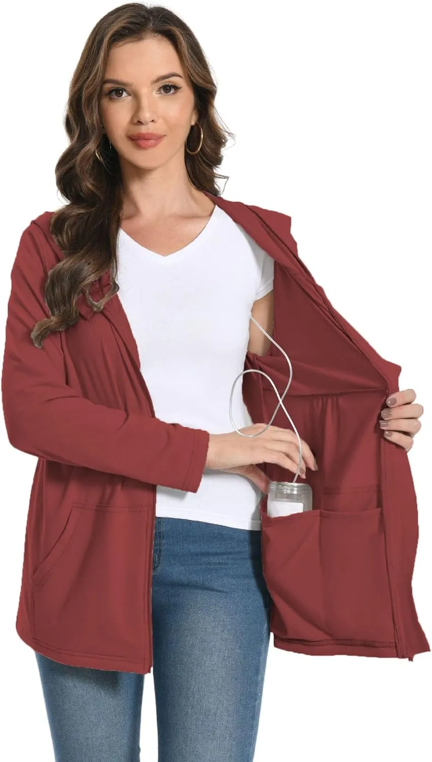 Women Post Mastectomy Shirts with Drain Pockets Nephrostomy Bag Breast Rotator Cuff Recovery Long Sleeve Zip Up Shirts