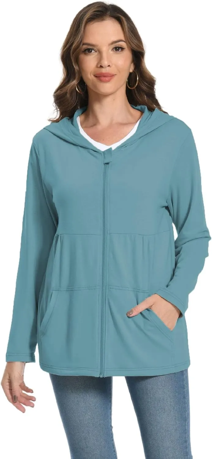 Women Post Mastectomy Shirts with Drain Pockets Nephrostomy Bag Breast Rotator Cuff Recovery Long Sleeve Zip Up Shirts