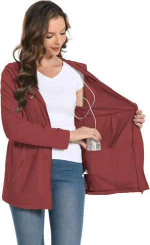 Women Post Mastectomy Shirts with Drain Pockets Nephrostomy Bag Breast Rotator Cuff Recovery Long Sleeve Zip Up Shirts