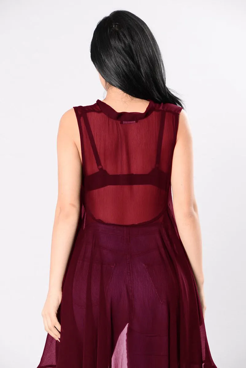 Women Sexy Transparent Fluoroscopy Sleeveless Loose Blouse