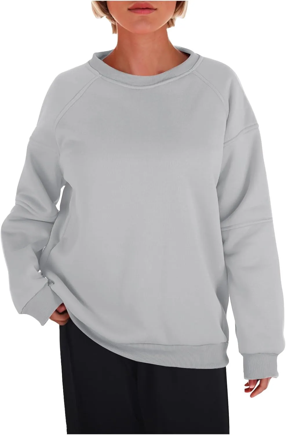 Women Solid Color Fashion Sweatshirts Round Neck Long Sleeve Hoodie Hooded Fleece Pullover Tops Fall Casual Blouses