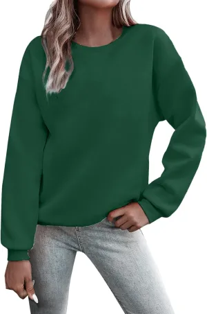Women Solid Color Sweatshirt Long Sleeve Crewneck Pullover Fit Comfy Shirts Blouses 2025 Spring Fall Casual Tops