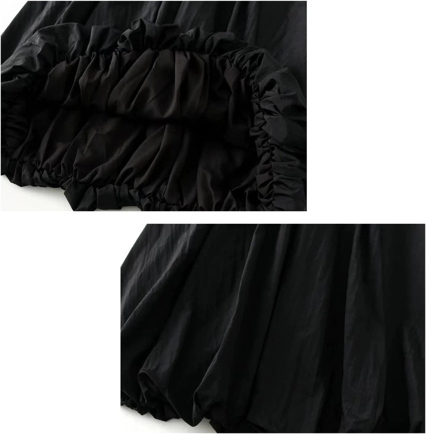Women Y2K Bubble Long Skirt A Line Elastic Waist Pleated Balloon Solid Color Midi Dress Casual Loose Puffy Maxi Skirts