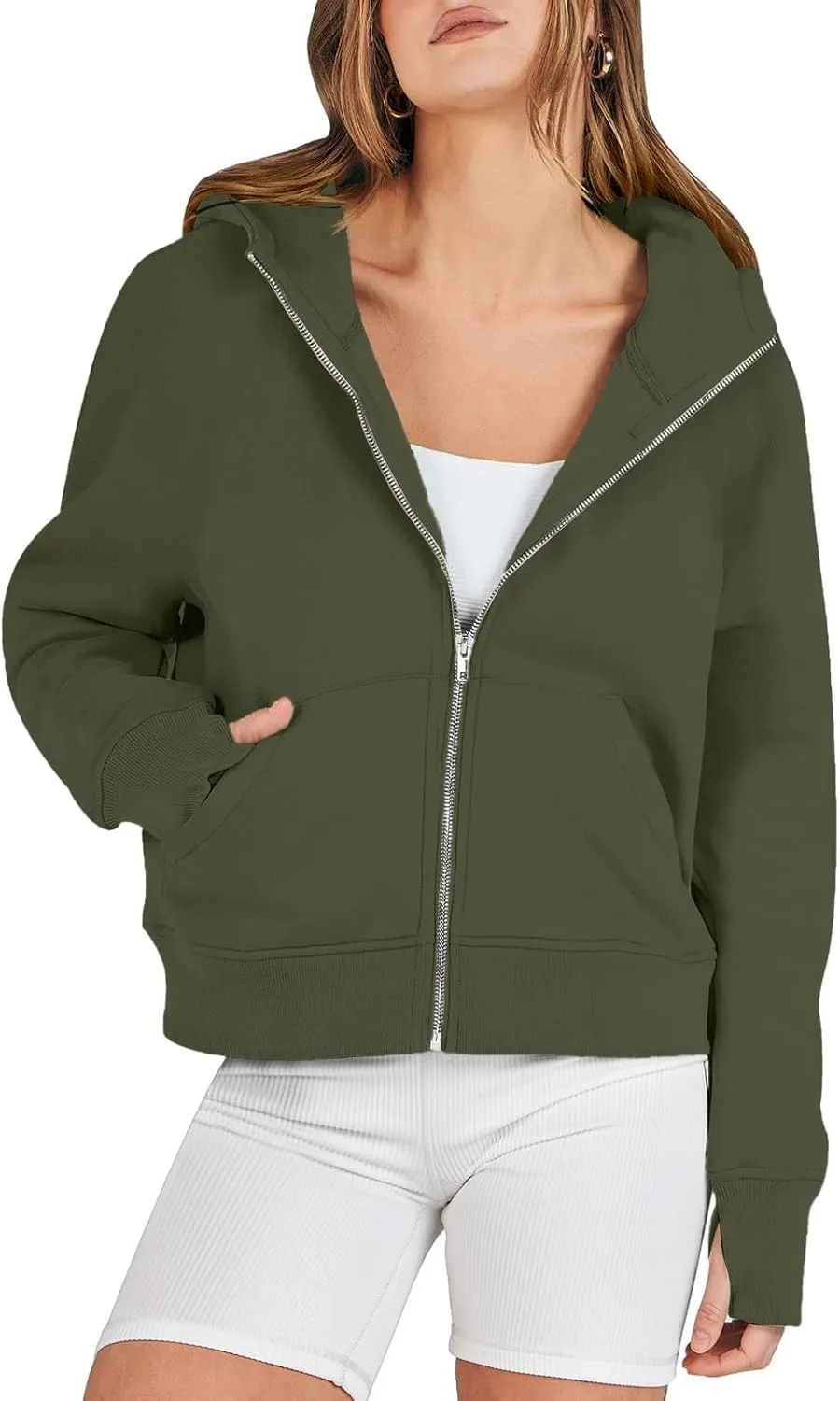 Women Zip Up Hoodie Fall Crop Top Thumb Hole Patterned Cute Hoodies Winter Vintage Long Sleeve Clothes With Pockets