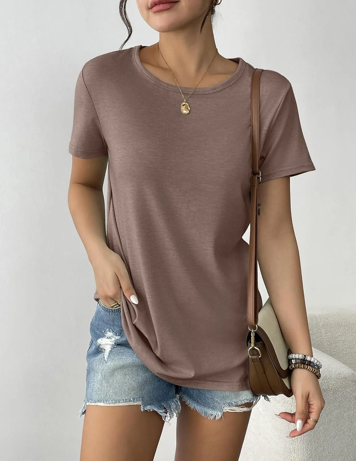 Womens 3 Pack T Shirts Basic Short Sleeve Tees Crewneck Fashion Tops Loose