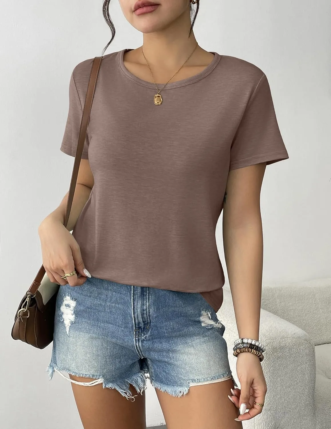 Womens 3 Pack T Shirts Basic Short Sleeve Tees Crewneck Fashion Tops Loose
