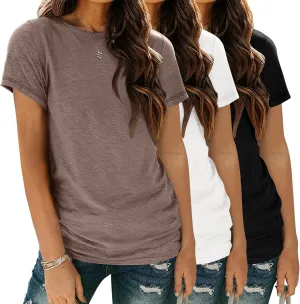 Womens 3 Pack T Shirts Basic Short Sleeve Tees Crewneck Fashion Tops Loose