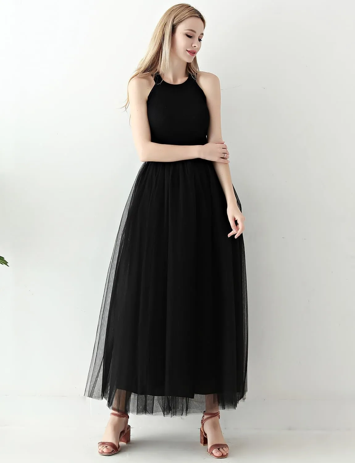 Womens A line Maxi Princess Tulle Tutu Skirt for Prom Party