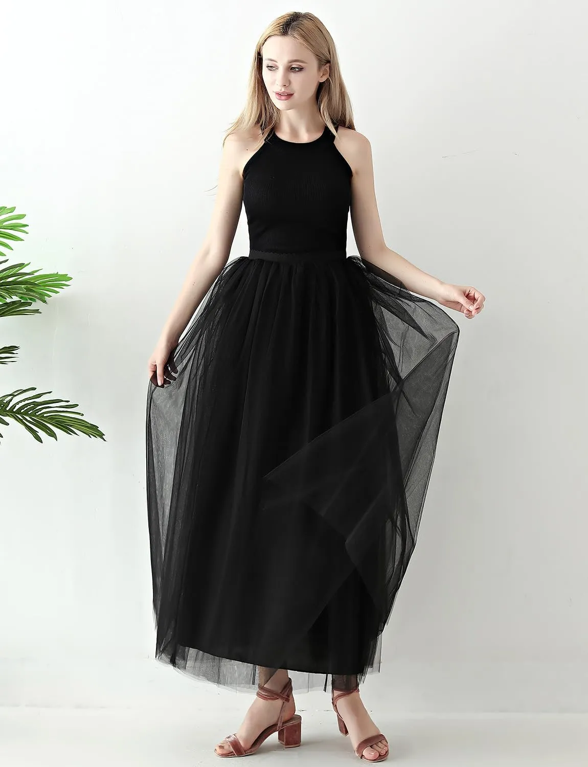 Womens A line Maxi Princess Tulle Tutu Skirt for Prom Party