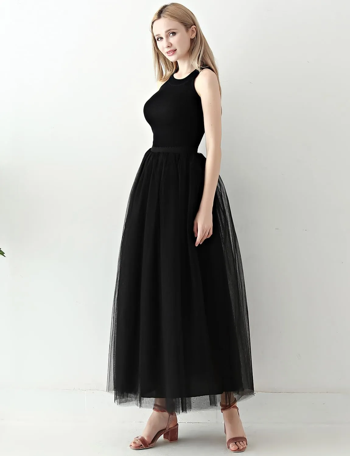 Womens A line Maxi Princess Tulle Tutu Skirt for Prom Party
