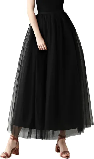 Womens A line Maxi Princess Tulle Tutu Skirt for Prom Party