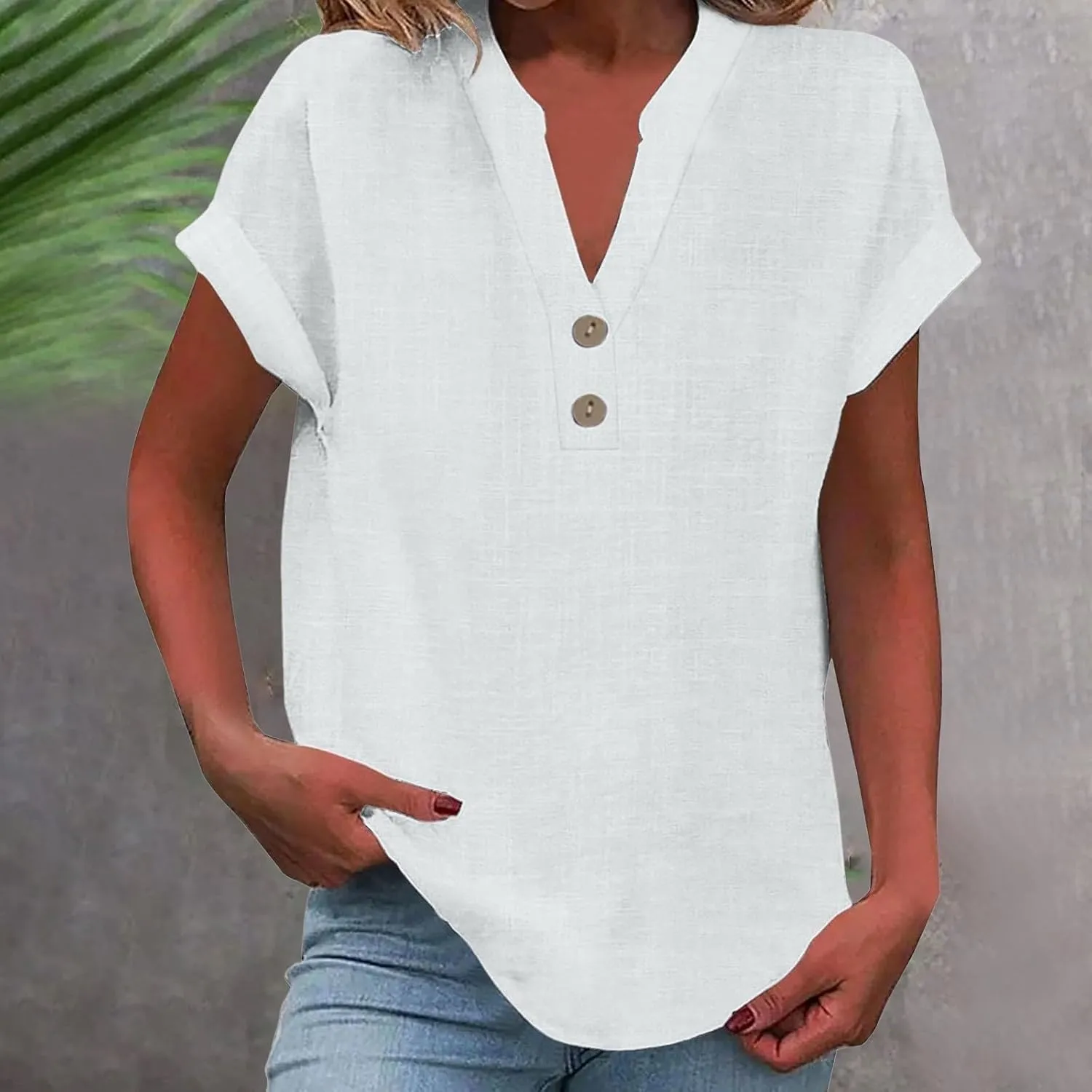 Womens Button Down Shirts Short Sleeve Cotton Gauze Tops Summer Beach Linen Shirt Dresses Blouses Oversized Coverups