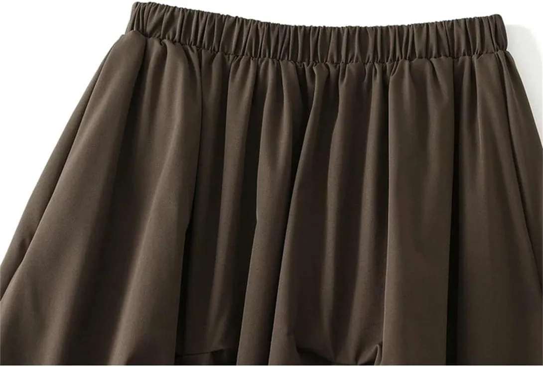 Women's Elasticated High Waist Midi Skirt Summer Pleated Work Office A-line Skirt