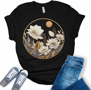 Womens Fall Vintage Tops Sunflower Tshirt Cottagecore Floral Graphic Tee Autumn Shirts