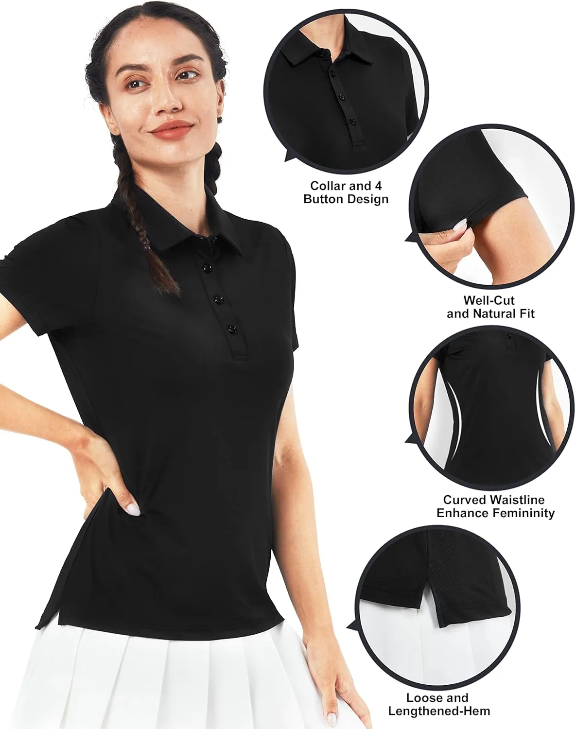 Women's Golf Shirt Short Long Sleeve Polo Shirts Lightweight Quick-Dry Workout Daily Work Shirts Tops for Women
