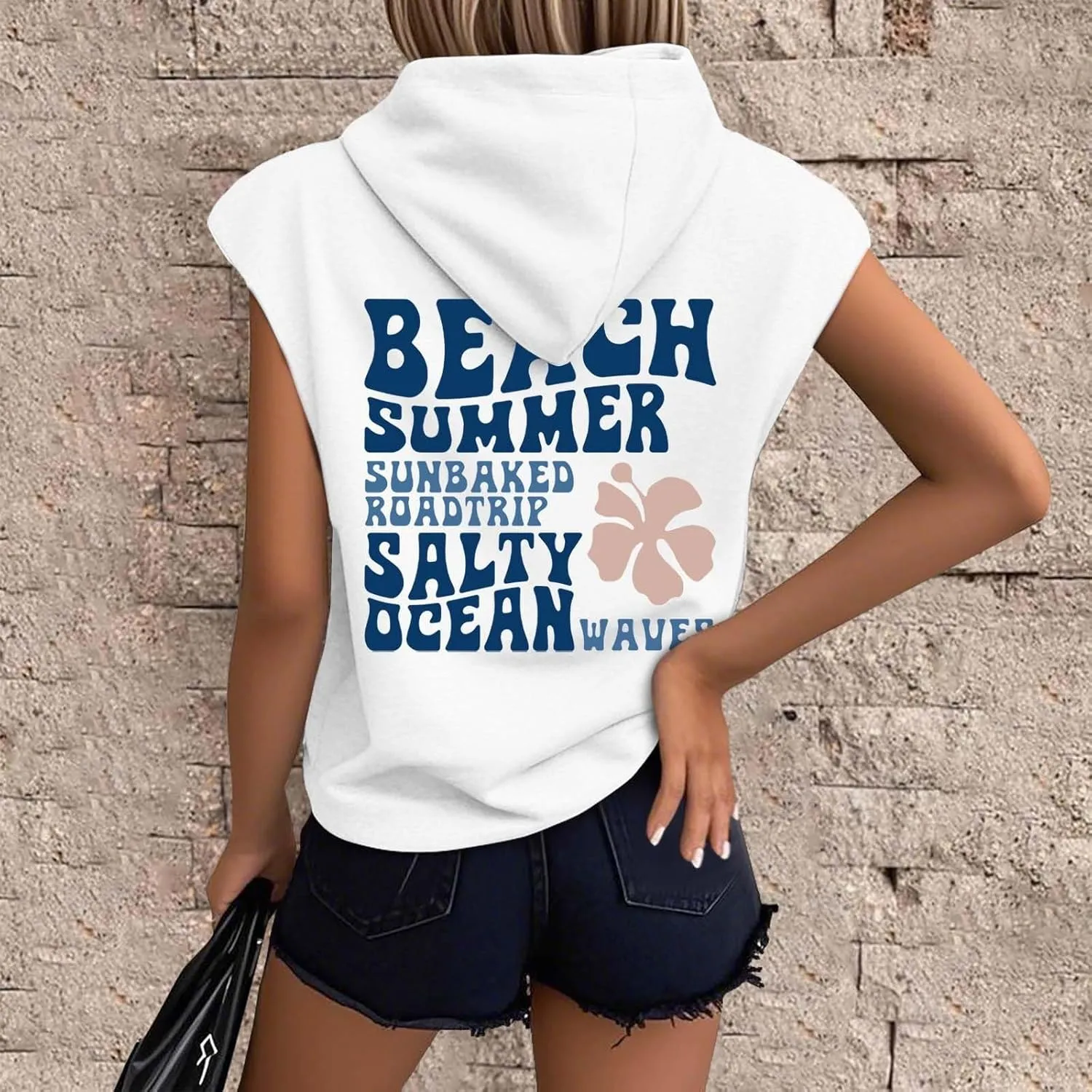 Womens Hawaii Hooded Tank Top,Palm Graphic Print Cap Sleeve Athletic Exercise Loose Fit Casual Oversized Hoodie Vest